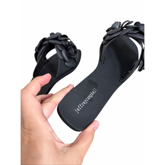 Jeffrey Campbell Sandals Womens Size 10 Jelly Slides Floral in Black - Picture 6 of 7